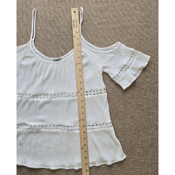 CHARLOTTE RUSSE White Cold Shoulder Strap Blouse S top - Picture 8 of 16
